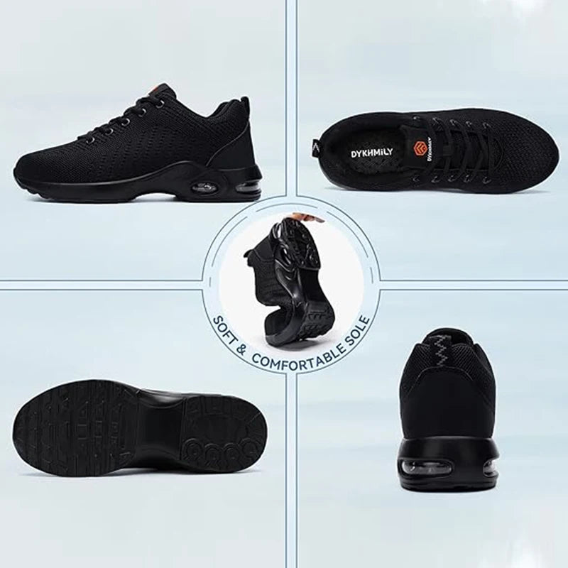 LARNMERN Steel Toe Shoes for Men Lightweight Non Slip Safety Shoes/Breathable Ladies Work Sneakers Arch Support Shoes