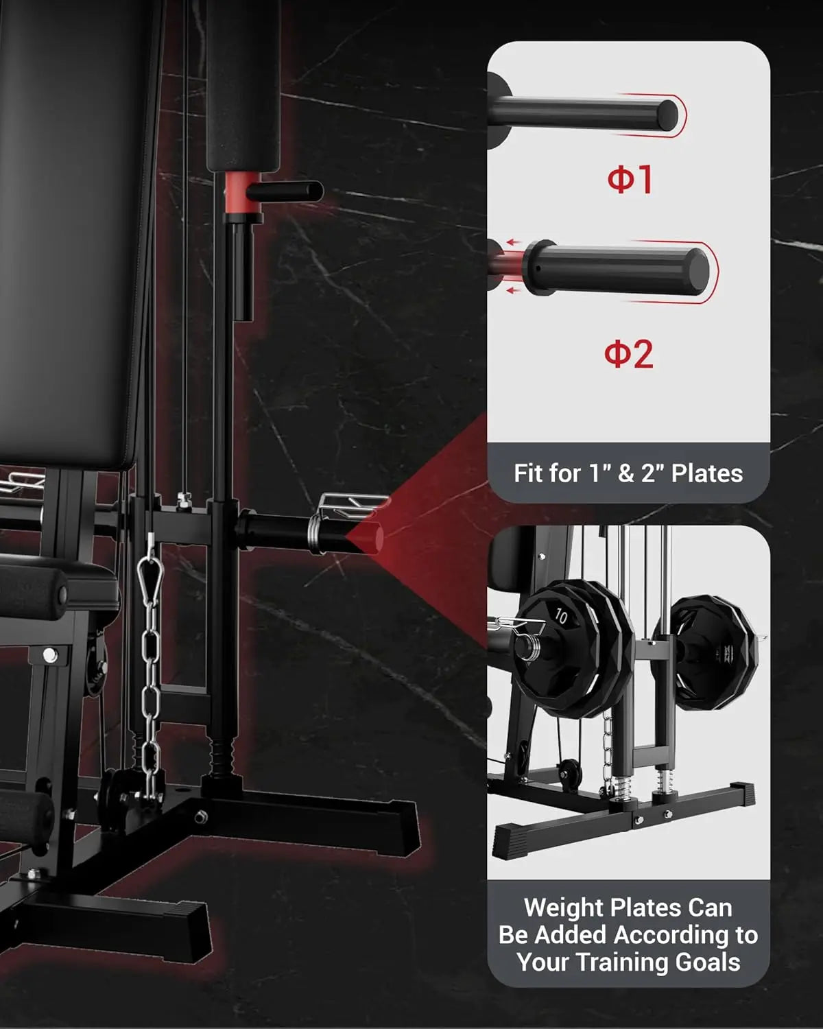 Home Gym Machine Full Body Workout Equipment with Pulley System/Leg Press Support for Strength Training Workout Station
