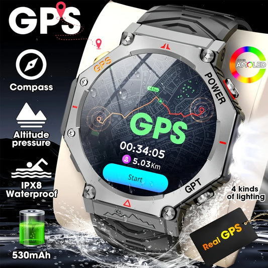 SENBONO GPS Smart Watch Men Built-in GPS/Bluetooth Call AI GPT Fitness Tracker Waterproof Military Sports Smartwatch for Men
