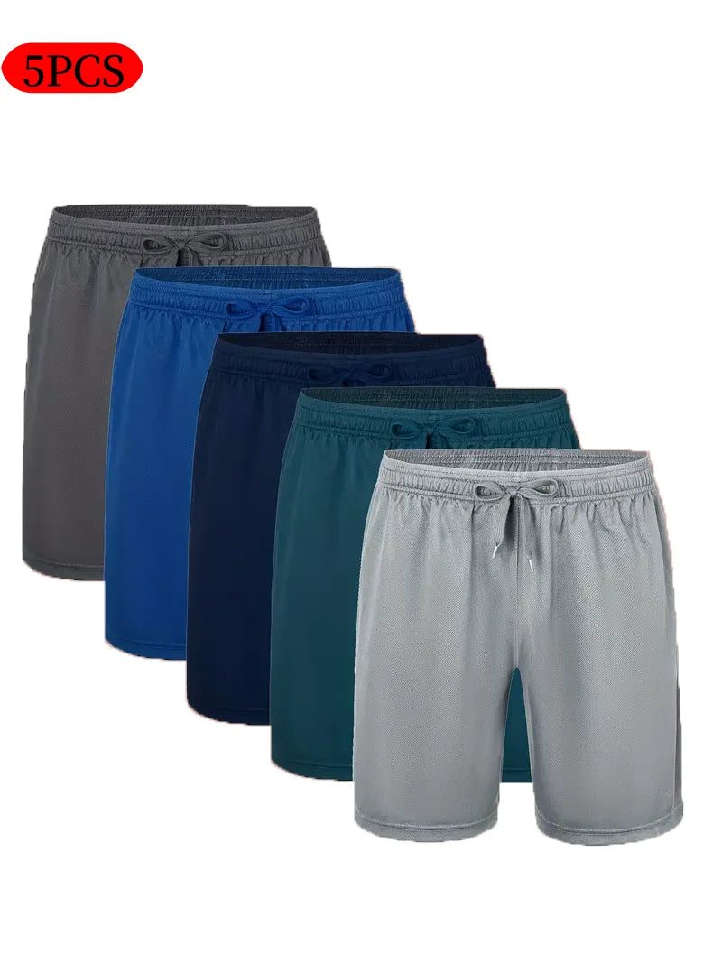 5-piece men's casual shorts with drawstring waistband/breathable fabric, available in multiple colors ideal choice for summer