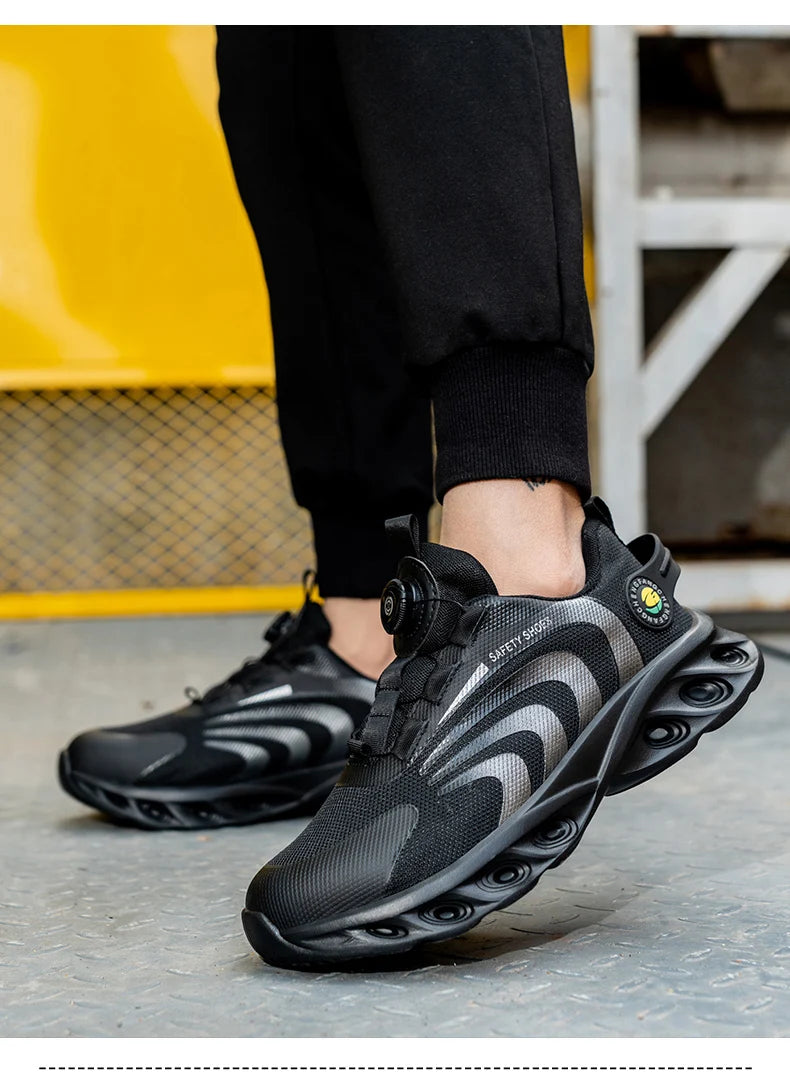 Lace-free, breathable, lightweight and comfortable/anti-smashing and anti-puncture safety shoes