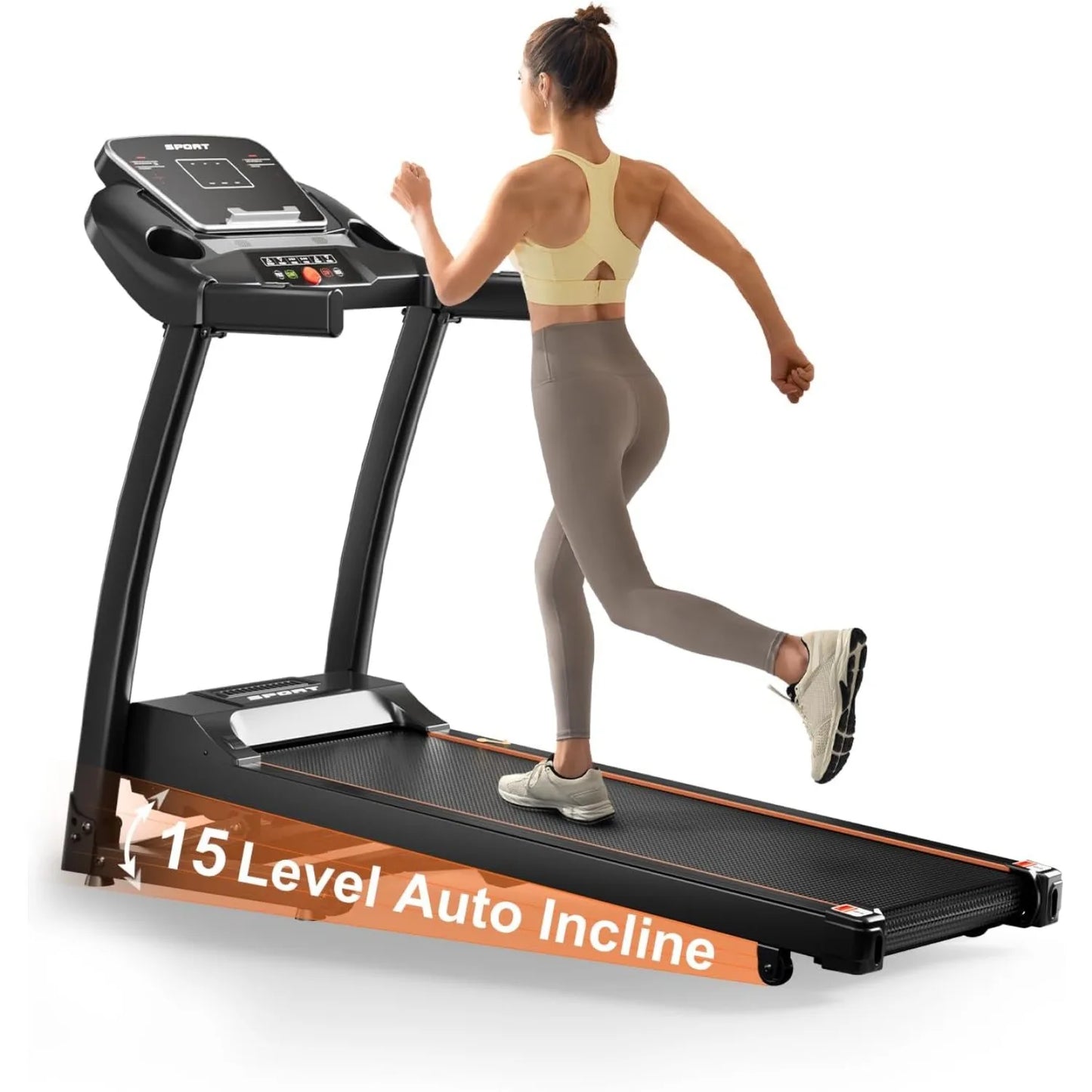 Treadmill for Home, 3.0 HP Treadmill with Incline/Heart Rate Sensors Digital Display for Walking Running and Indoor Fitness