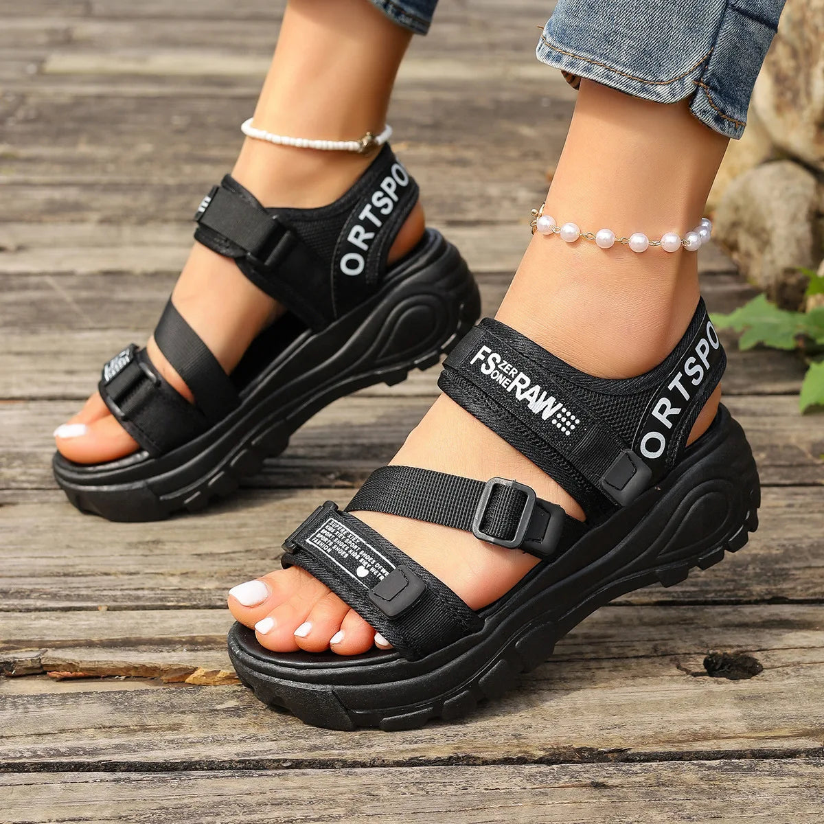 Sports Sandals Women's Beach Shoes Thin Straps Thick-Soled Shoe/Summer New Styles Soft Soles Versatile Comfortable Simple