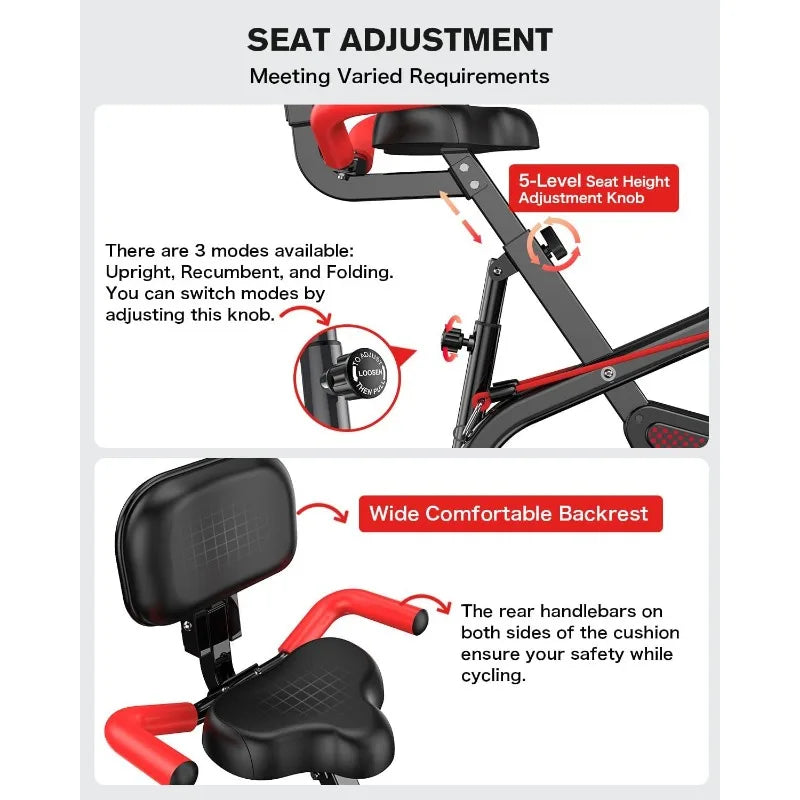 Folding Exercise Bike Foldable/Fitness Stationary Bike Machine Upright Indoor Cycling Bike