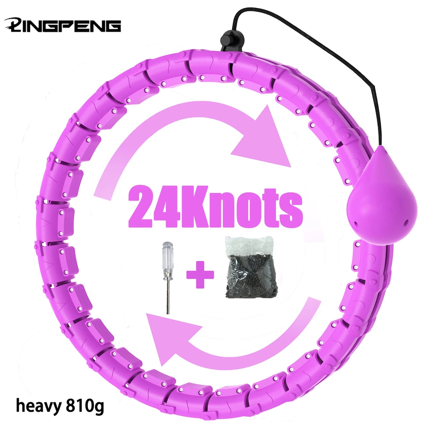 Weighted Hula Circle Hoops for Adults Weight Loss Plus Size/for Adults Smart Exercise 2 in 1 Adjustable with Detachable Knots