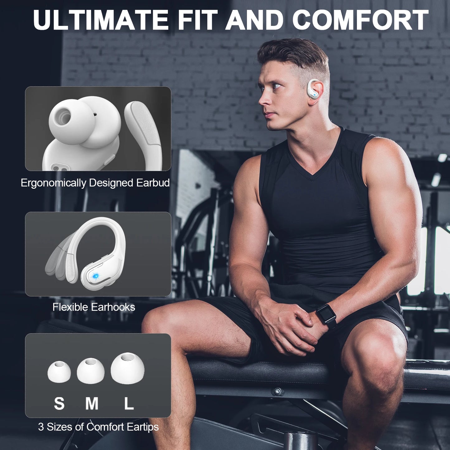 Wireless Earbuds, Bluetooth 5.3 Headphones Sport Bluetooth Earbuds/with ENC Noise Canceling Mic Bass Stereo Wireless Earphone
