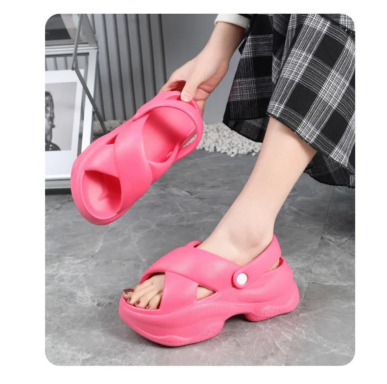 Popular Women Flip-flops Summer New Platform Wedges Slippers/Outdoor Fashion Slides EVA 7CM Shoes Casual Flip-flops