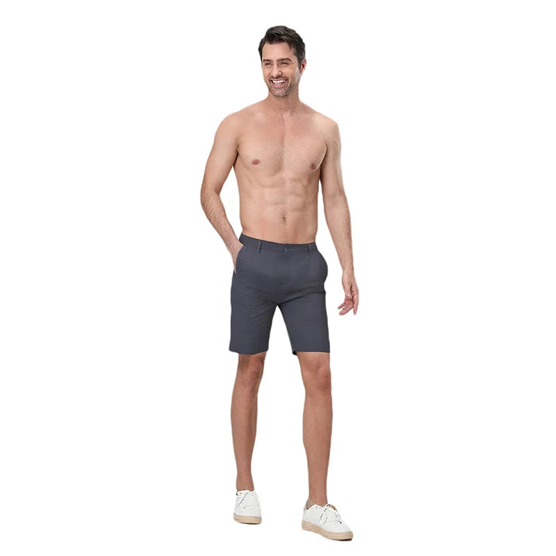Men s Lightweight Linen Shorts with Elastic Waistband and Pockets/Casual Knee-Length Breathable Summer Shorts