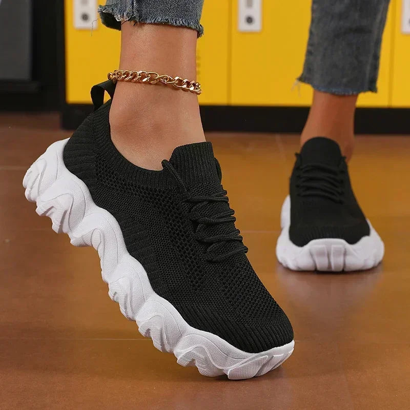 Women's Sports Shoes Comfortable Lightweight Mesh Breathable/Trendy Flat Shoes Solid Color Summer Fitness Women's Hiking Shoes