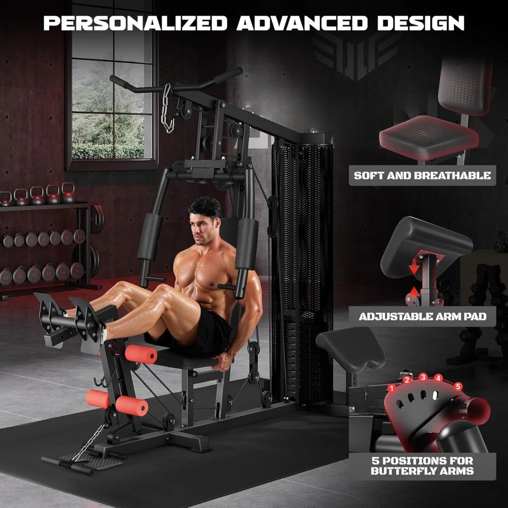 Home Gym Multifunctional H10 Home Gym Equipment Workout Station/with 146LBS Weight Stack Exercise Equipment with Pulley System