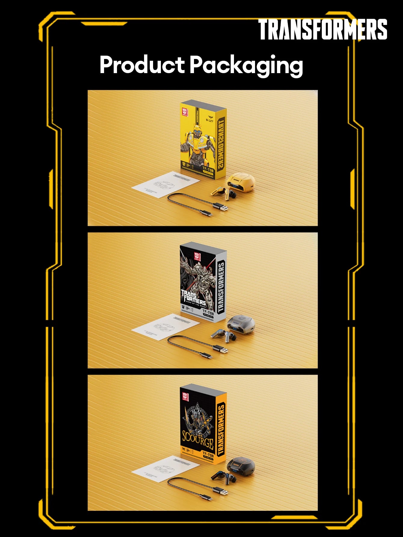 Ship From US Transformers TF-T06 Bluetooth Earphones Gaming Headset/Low Latency with Mic Headphones HD Call Wireless Earbuds