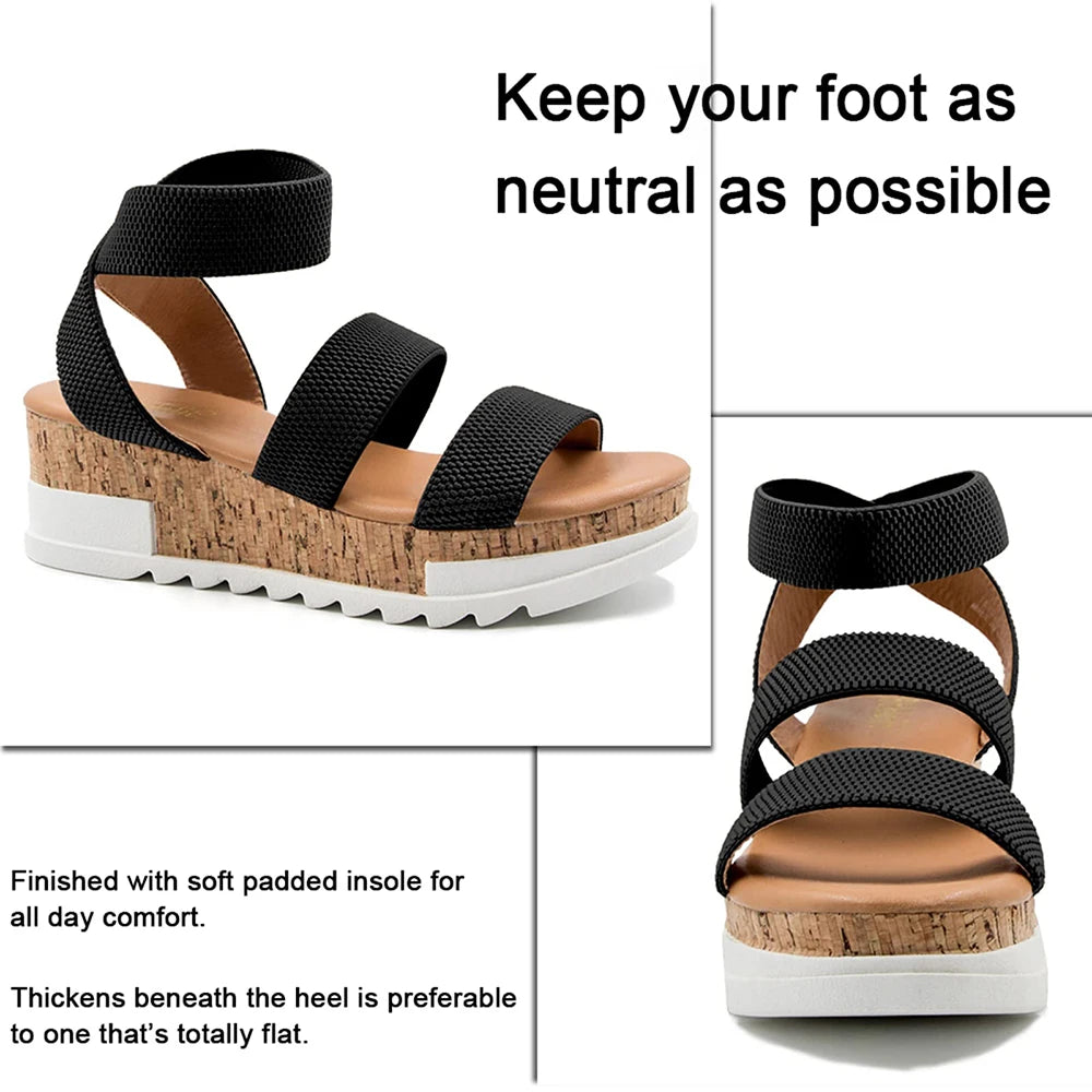 Summer Women's Sandals Platform Casual Wedge Shoes/Cork Elastics Strap Fashion Sandals