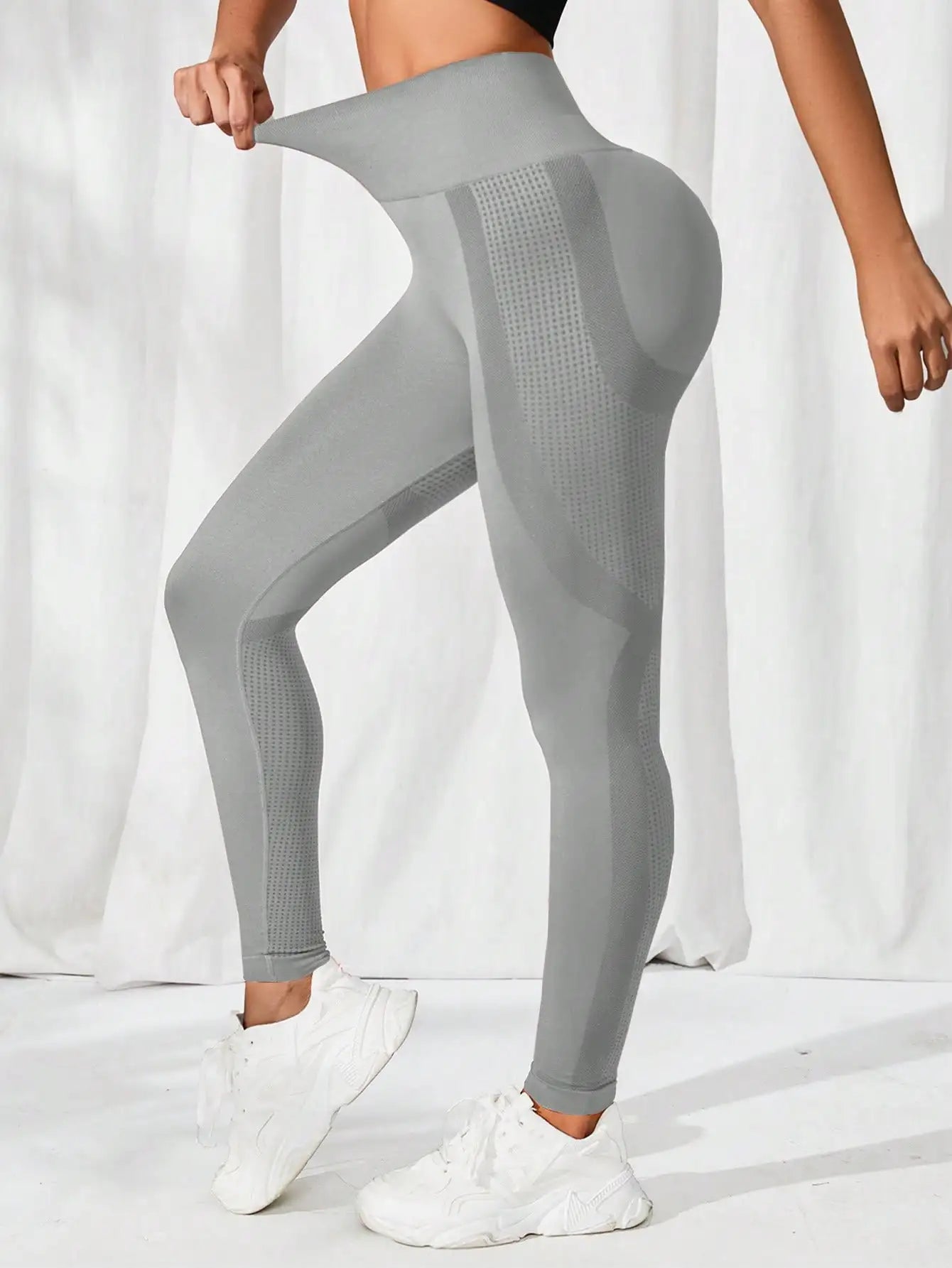 Yoga Solid Wideband Waist Sports/Running Workout Leggings