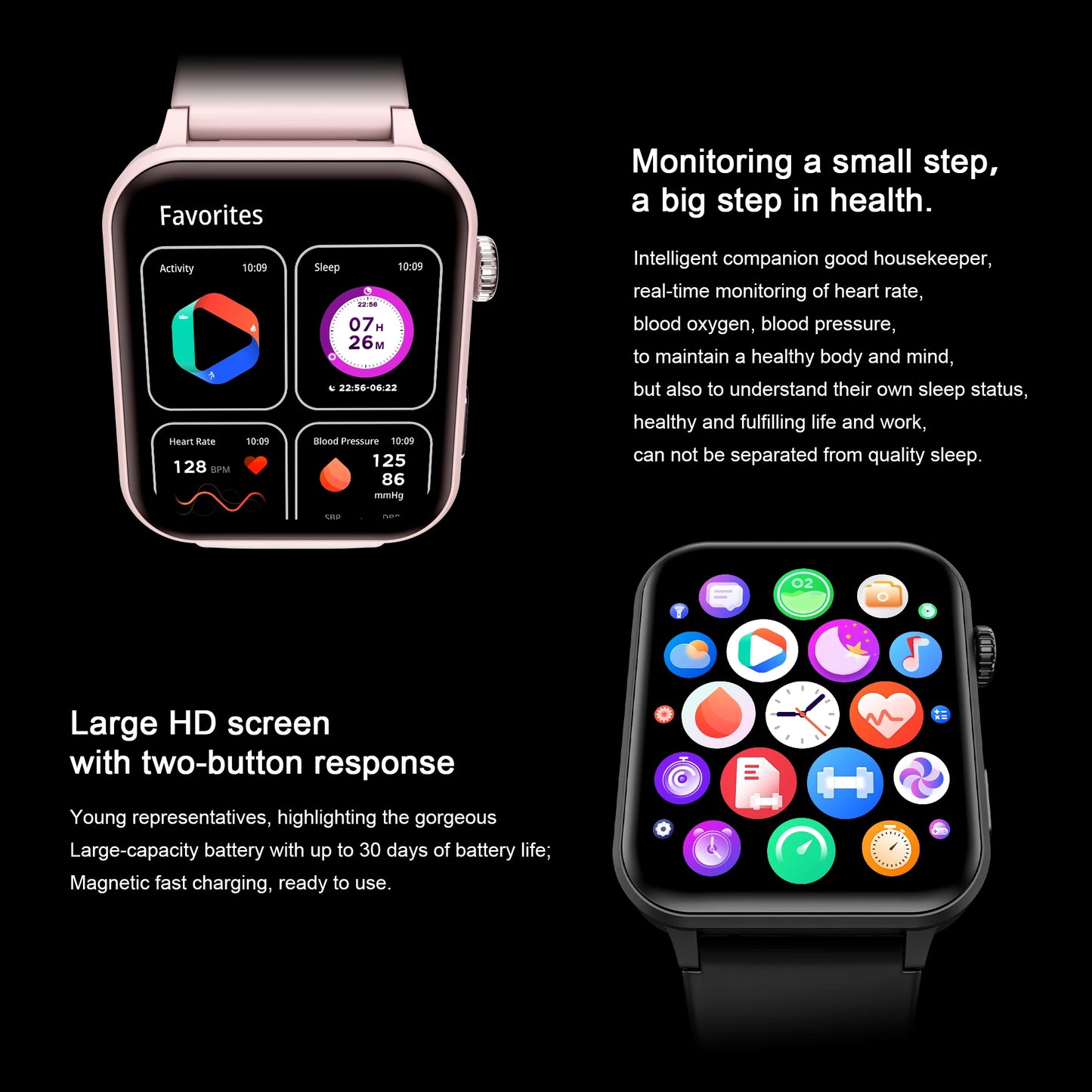 Blackview R30Pro Gray Smartwatch 1.85'' BT Call Waterproof Smart Watch Heart Rate/SpO2 Monitor Man Woman Watches for Android IOS