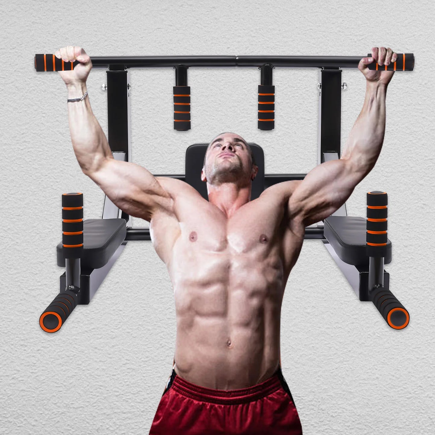 Wall Mounted Pull Up Bar Chin Up bar Multifunctional Dip Station/for Indoor Gym Workout Training Equipment Fitness Dip Stand