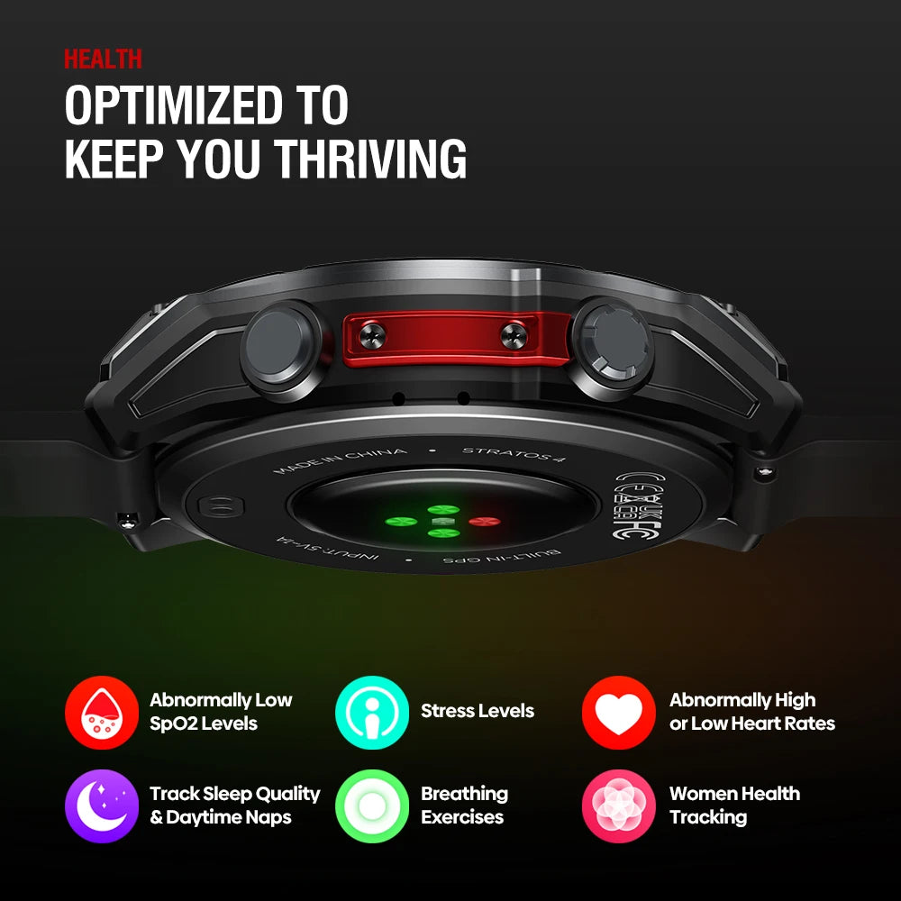 NEW Zeblaze Stratos 4 GPS Smart Watch 1.43 AMOLED Display Built-in Compass/Barometric Altimeter Flashlight Voice Call Smartwatch