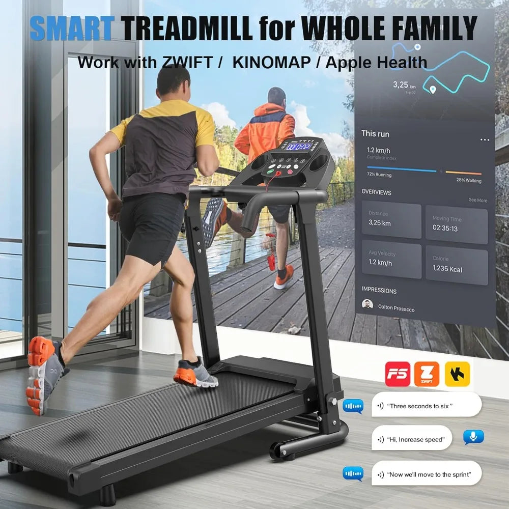 Foldable Treadmills for Home, Portable Treadmill with Handles, 2.5HP Treadmills/300 lb Capacity APP Control Fitness Folding Treadmill