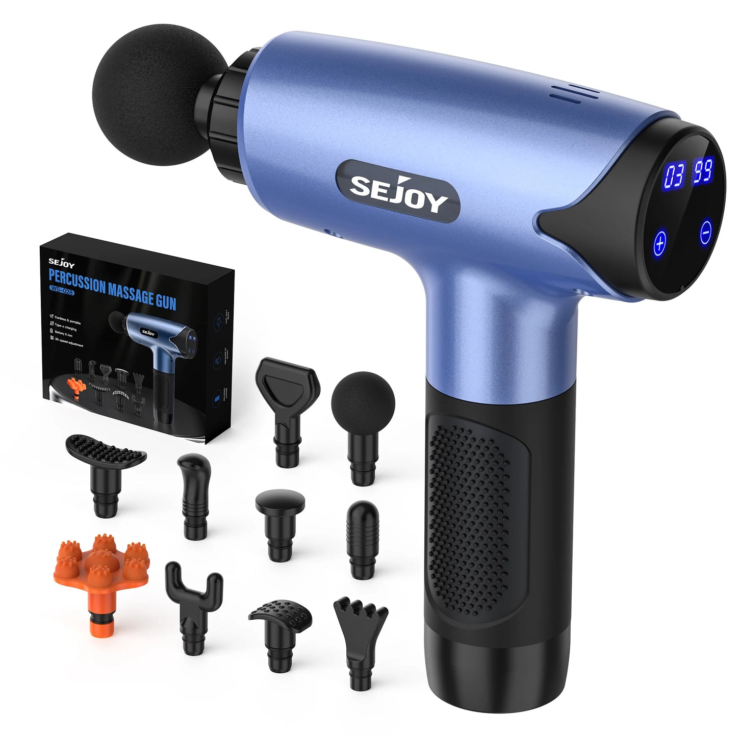 Electric Fascia Gun Muscle Massage Gun with 10 Massage Heads 30 Speeds/Percussion Tissue Back Massager For Body Back Neck Leg
