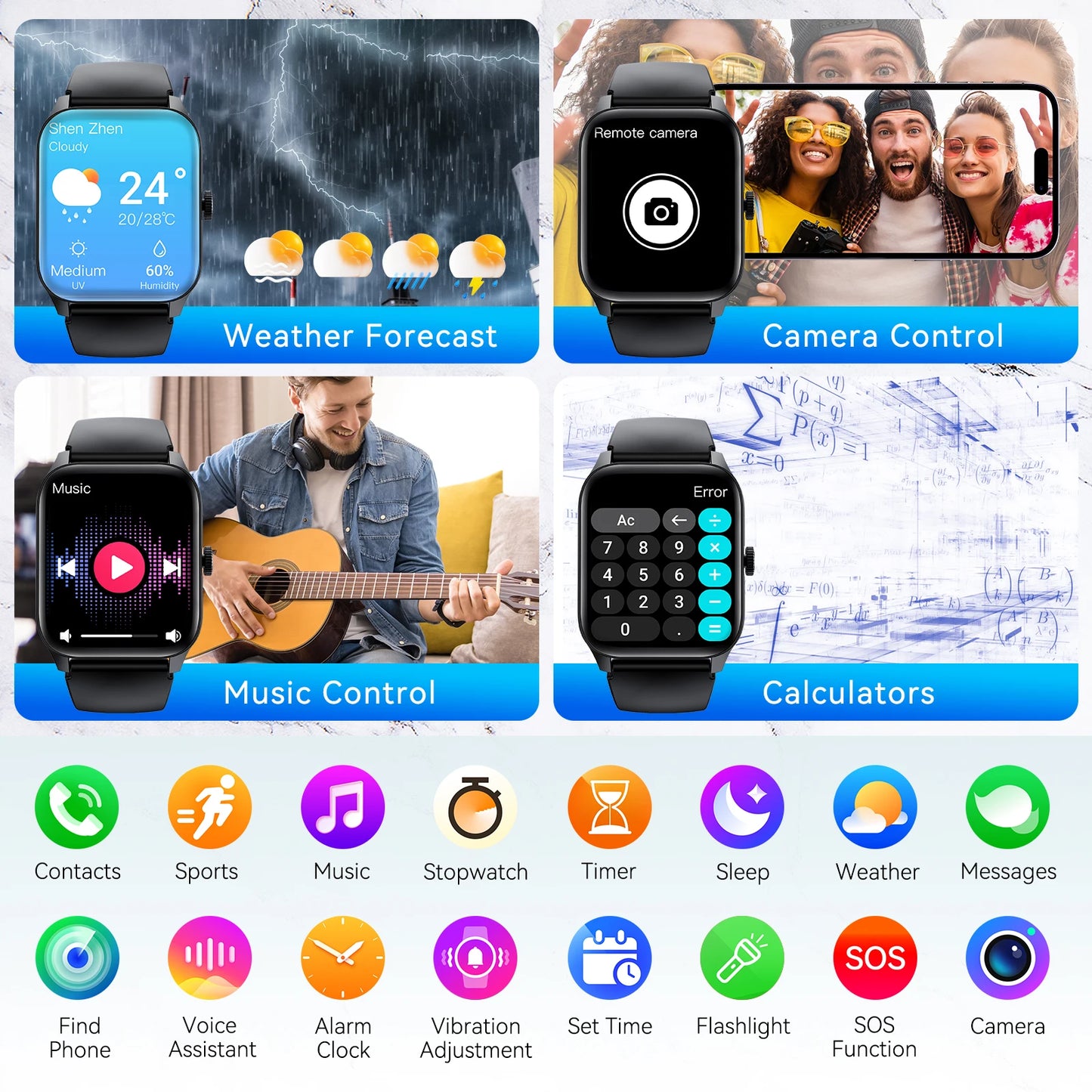 EIGIIS Smart Watch QS56 For Men And Women/1.83" TFT Bluetooth Call Sports Watch Health Monitor IP67 Waterproof