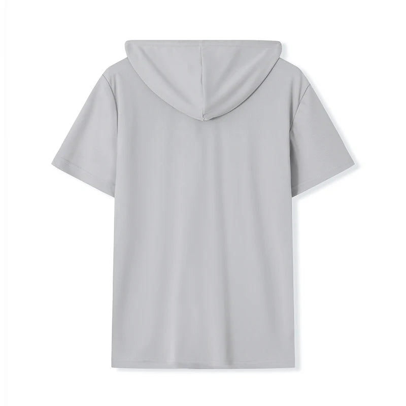 Men s Lightweight Short Sleeve Zip Up Hoodie Sweatshirt with Drawstring/Solid Color Casual Pullover Hooded T-Shirt for Summer