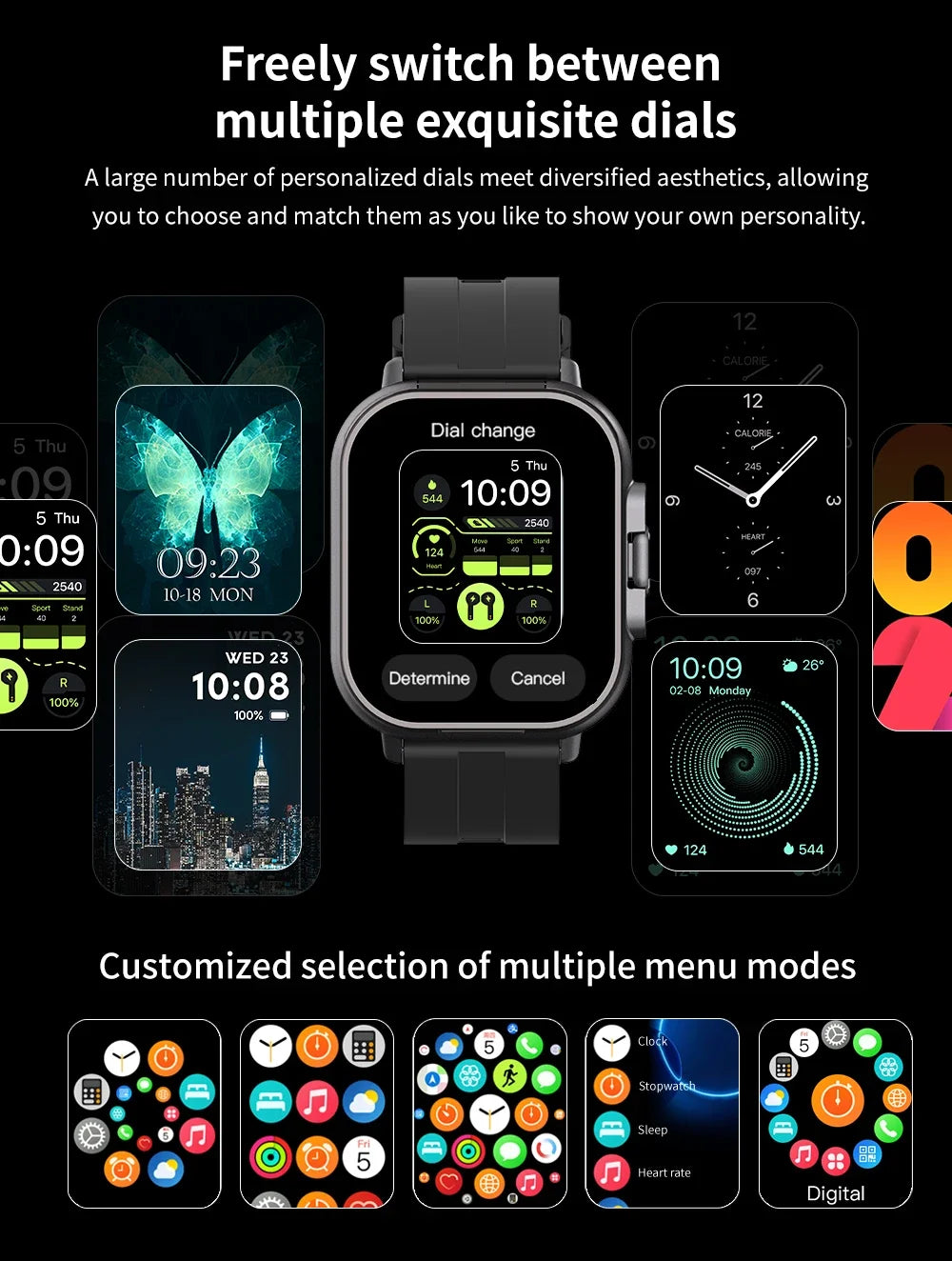 2025 D8 Smartwatch NFC Heart Rate Monitor Earbuds/Music Control Pedometer For iPhone Android
