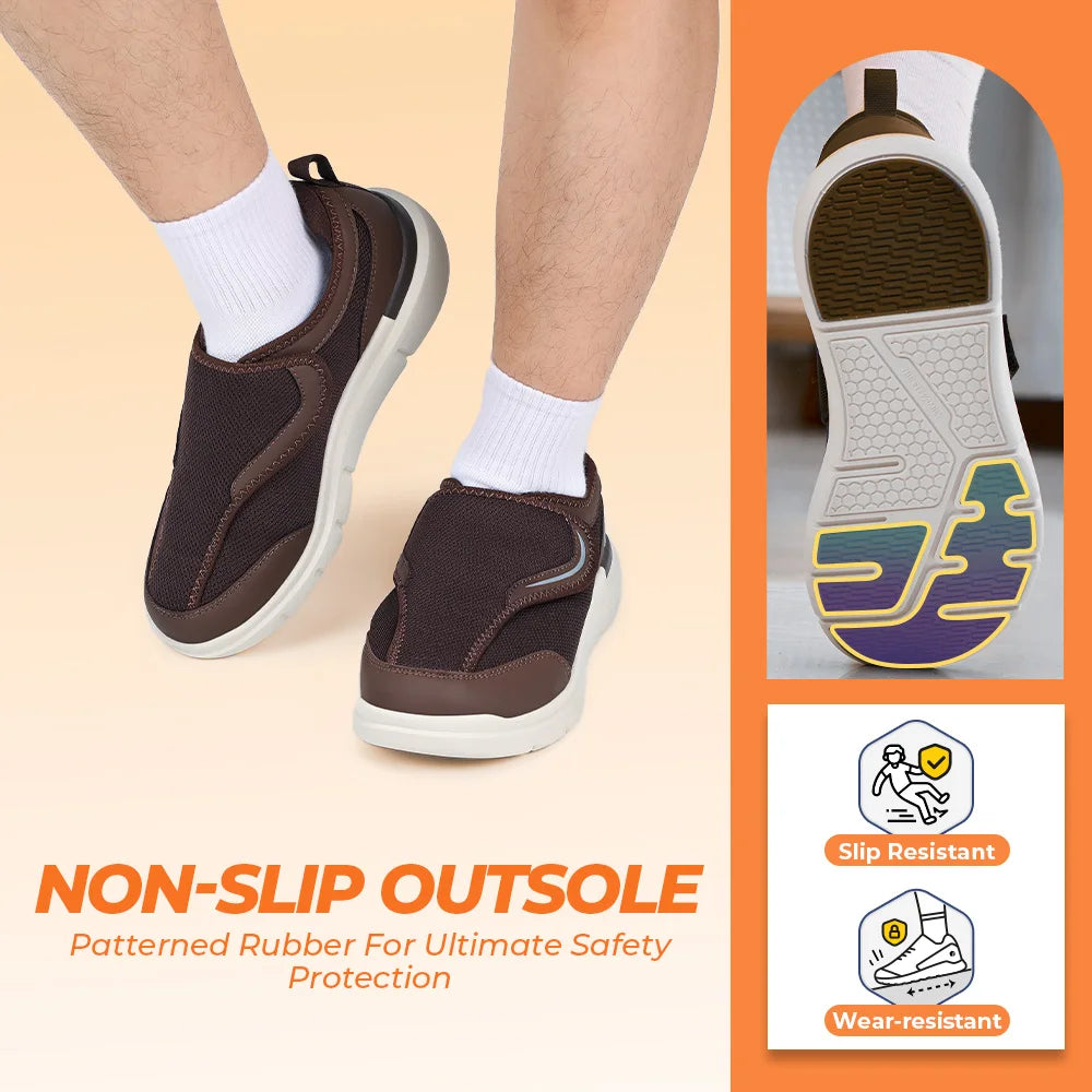 FitVille Men's Diabetic Shoes Extra Wide for Elder Orthopedics Feet Swollen/Adjustable Walking Shoe Elderly Foot Pain Relief