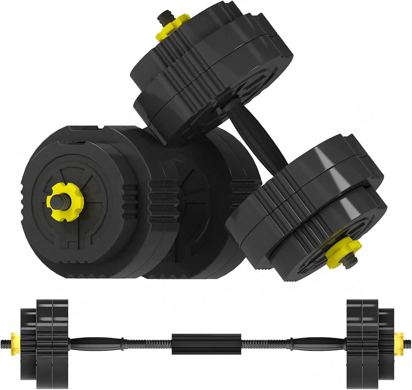 Adjustable Dumbbells Set of 2, 55 LB Dumbbells Weights Set/Free Weights Barbell Set for Home Gym 2 in 1 Fitness Barbell Weights