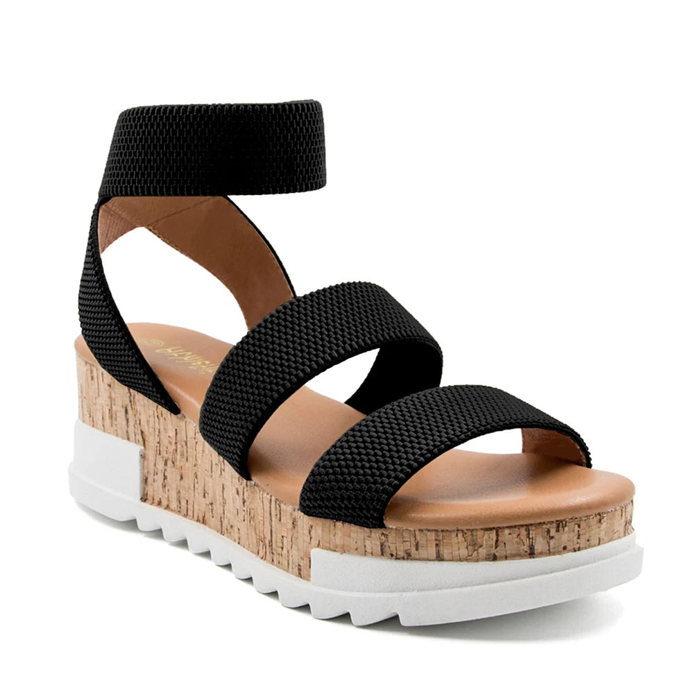 Summer Women's Sandals Platform Casual Wedge Shoes/Cork Elastics Strap Fashion Sandals