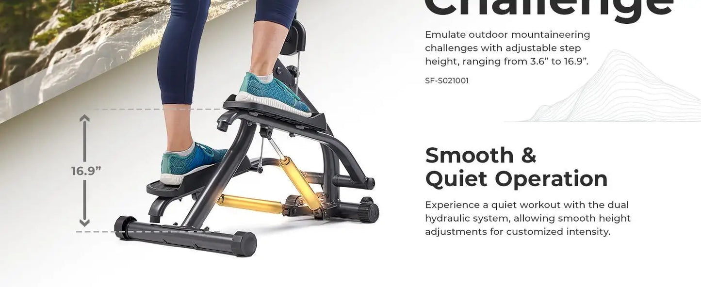 Health & Fitness Stair Stepper w/Handlebar Extended Step/Range Climber Machine for Legs, Core and Glute Workouts Connection