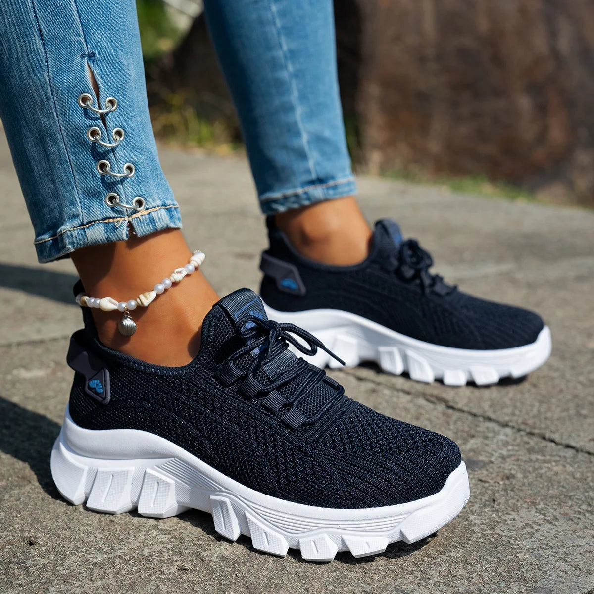 Women's Spring Knitted Shoes Lightweight Breathable Shoes/Plus Size Comfort Non-Slip Casual Flat Sole Slip-On
