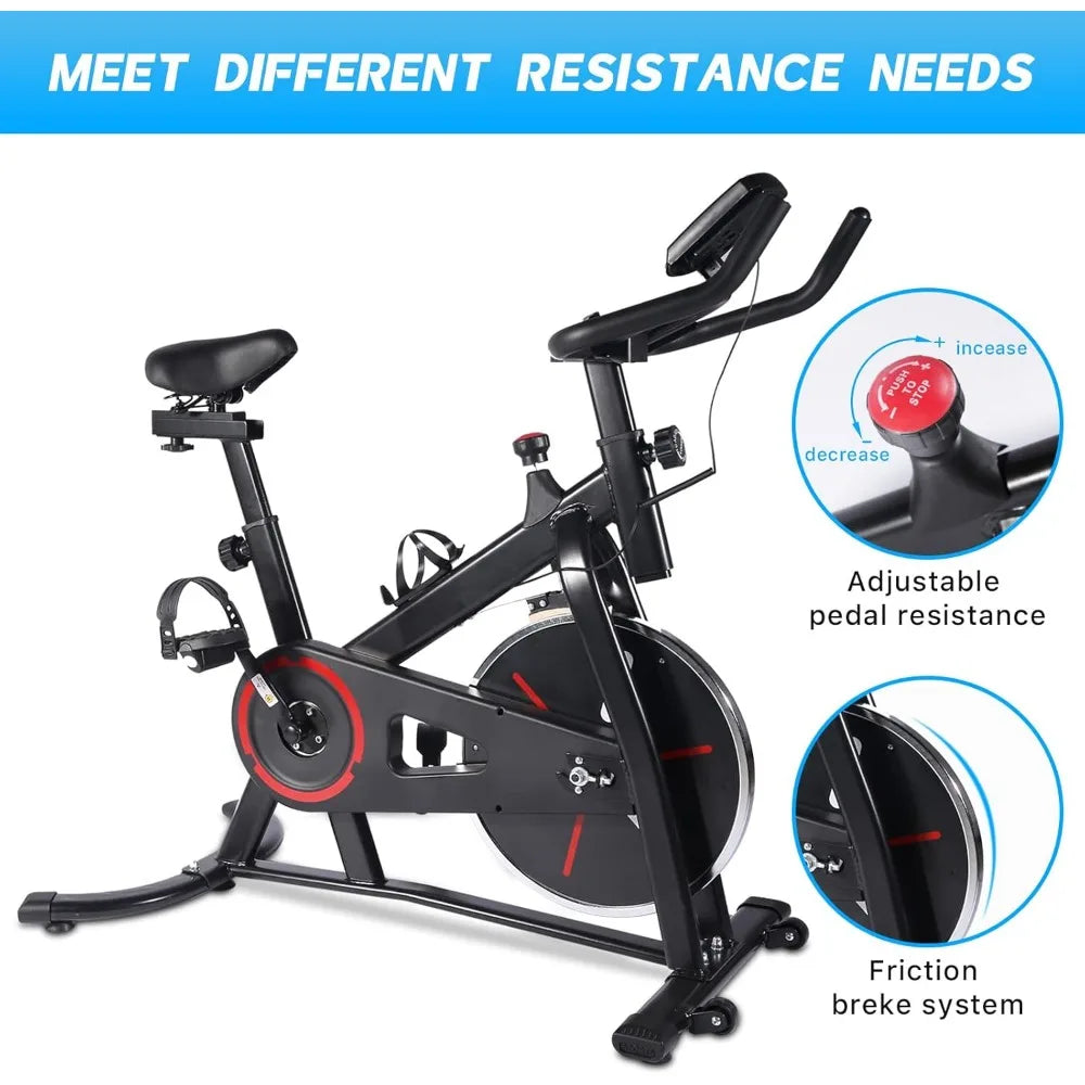Indoor Cycling Bike Stationary Exercise Bike, Low Noise Adjustable Handlebars/Extra Comfort Seat Fitness Stationary Flywheel