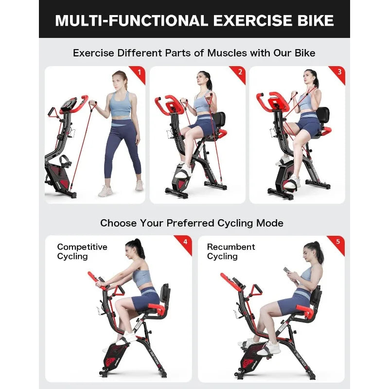 Folding Exercise Bike Foldable/Fitness Stationary Bike Machine Upright Indoor Cycling Bike