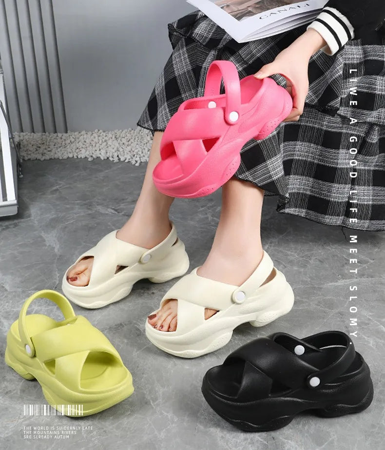 Popular Women Flip-flops Summer New Platform Wedges Slippers/Outdoor Fashion Slides EVA 7CM Shoes Casual Flip-flops