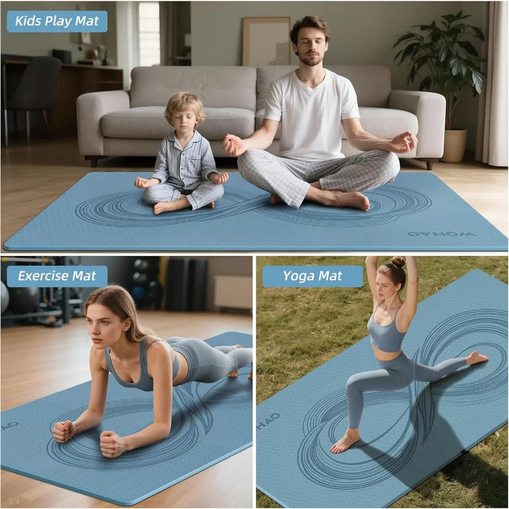 Large 76"x40"x0.4" Yoga Mat Extra Width & Thick Non-Slip Exercise Mat/Versatile for Stretching Yoga Studio