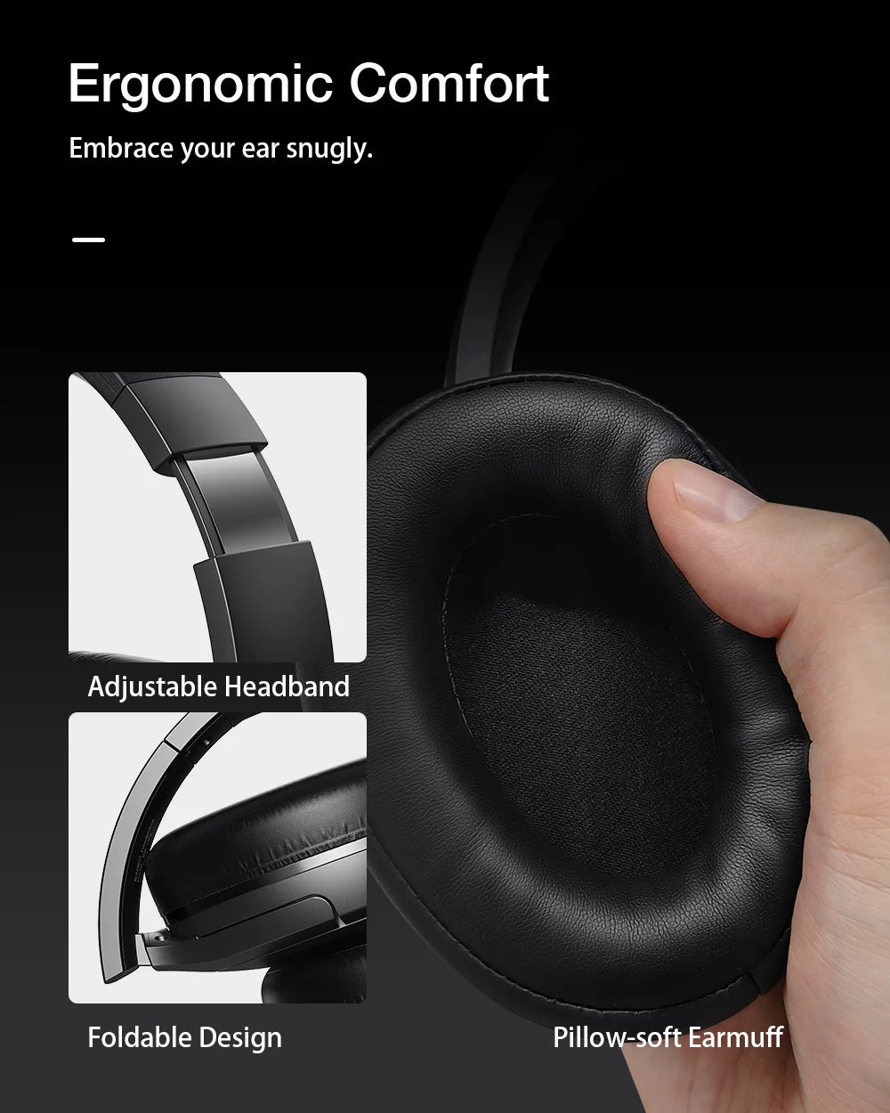 BW-HP6 Pro Wireless Headset Dual ANC Bluetooth Headset/AAC -30dB Active Noise Cancelling 40mm Large Drivers Headphones