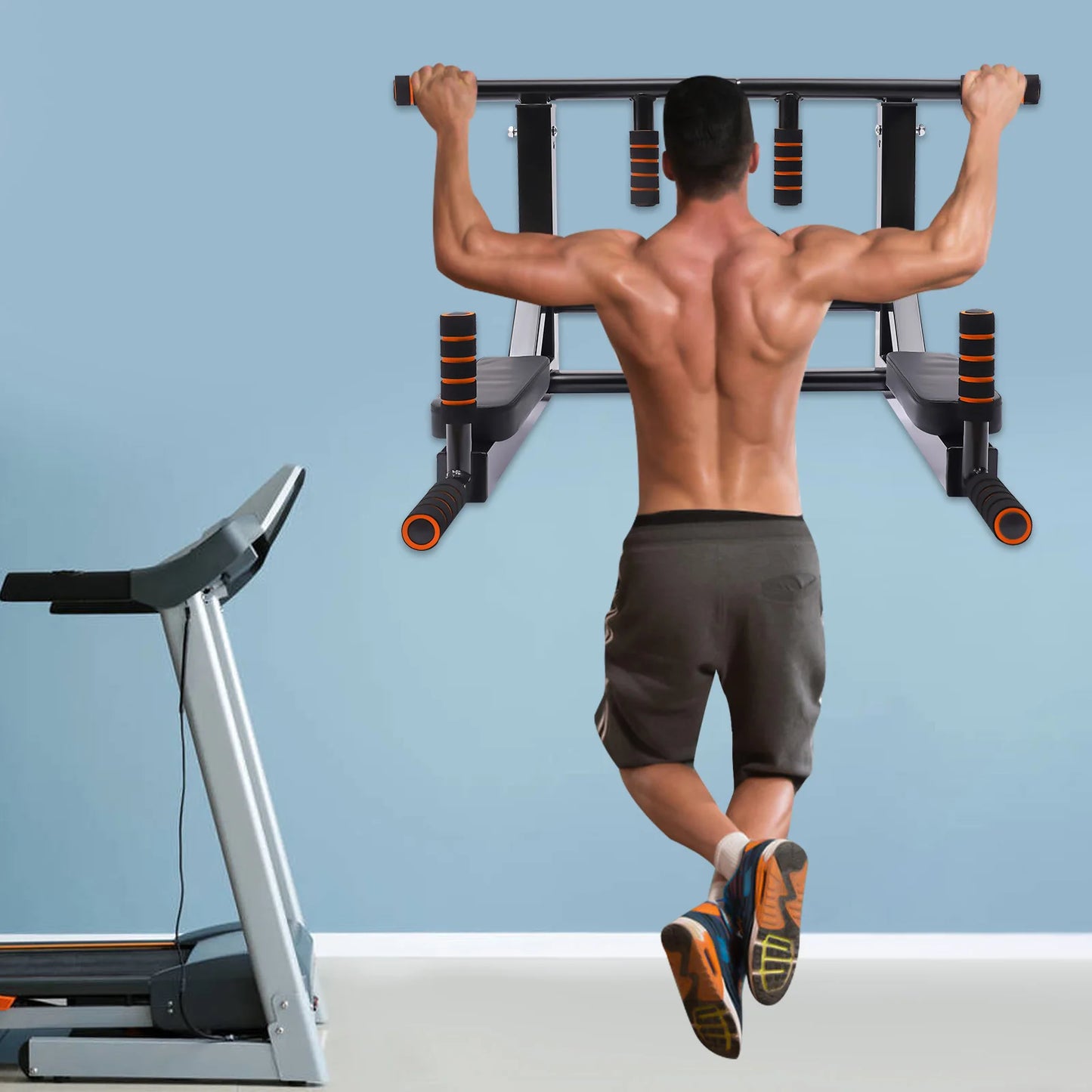 Wall Mounted Pull Up Bar Chin Up bar Multifunctional Dip Station/for Indoor Gym Workout Training Equipment Fitness Dip Stand