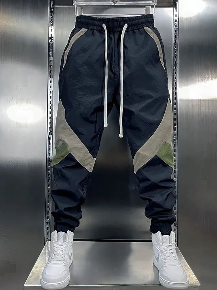 Patchwork Beige White Sweatpants Men Baggy Jogging Pants/Spring Summer Casual Sport Harem Ankle-Length Trousers