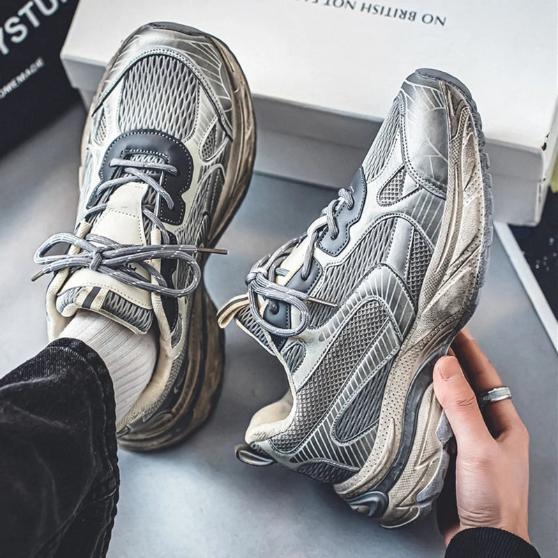 Fashion Retro Men's Shoes Design Sports Running Shoes for Men/Unique Design Sneakers Casual Trendy Thick Soled Shoes