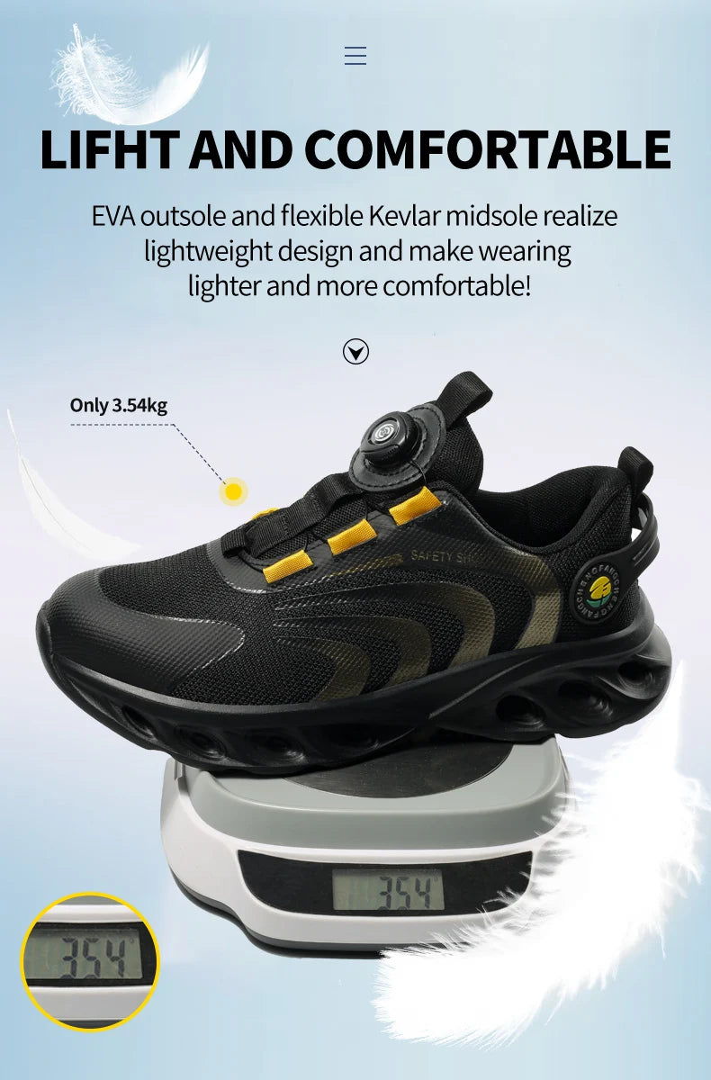 Lace-free, breathable, lightweight and comfortable/anti-smashing and anti-puncture safety shoes