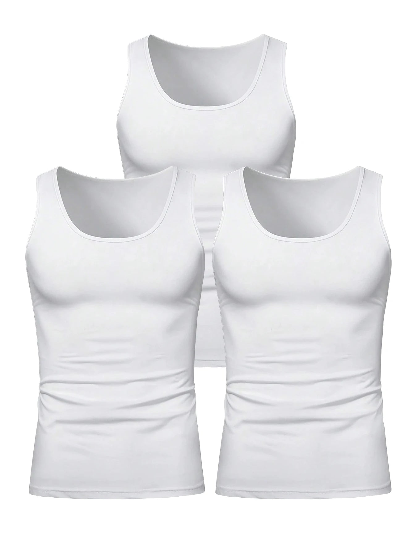 3pcs Summer Men's Sleeveless Tank Top Solid Vest Undershirts O-neck/Gym Tees Trendy Versatile Slim Fit Men Casual Vest Tops