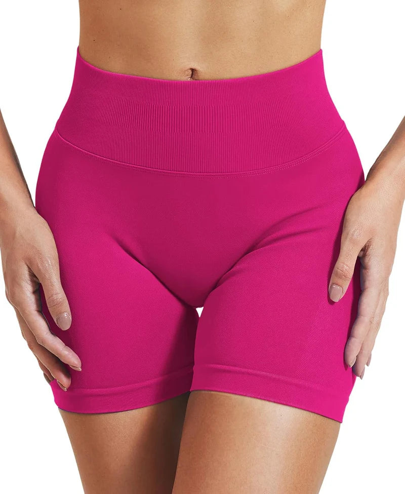 Seamless Shorts 4.5" Ribbed Yoga Shorts Women Flex Gym Shorts/Booty Running Short Butt Lifting Workout Pants