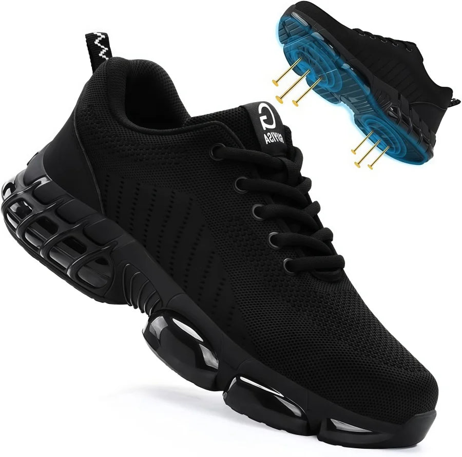 Men Safety Shoes Work Boots Summer Solid Color Lightweight Breathable/Steel Toe Anti-Smash Indestructible Tactical Work Sneakers