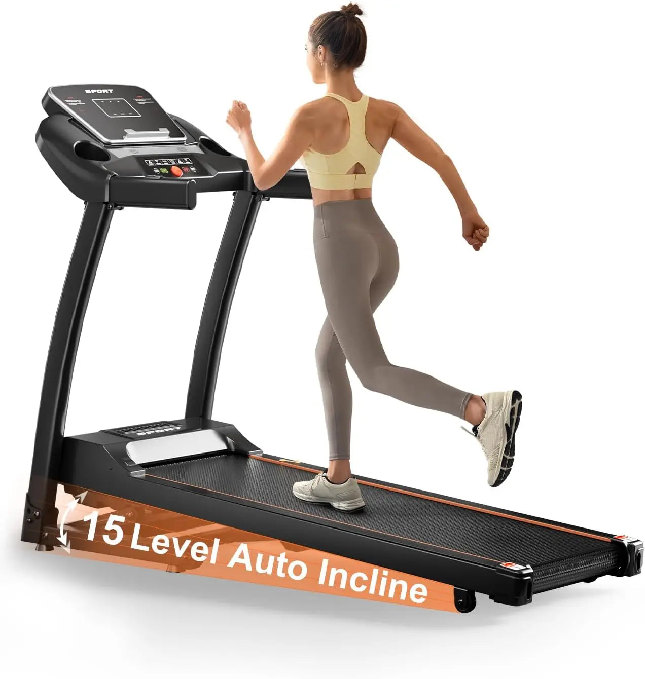 Treadmill for Home, 3.0 HP Treadmill with Incline/Heart Rate Sensors Digital Display for Walking Running and Indoor Fitness