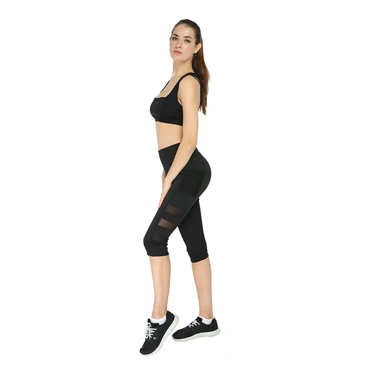Women Mesh Patchwork Sport Leggings High Waist Tights Pants Solid Sports Wear/for Women Gym Push Up Yoga Pants Plus Size S-XL