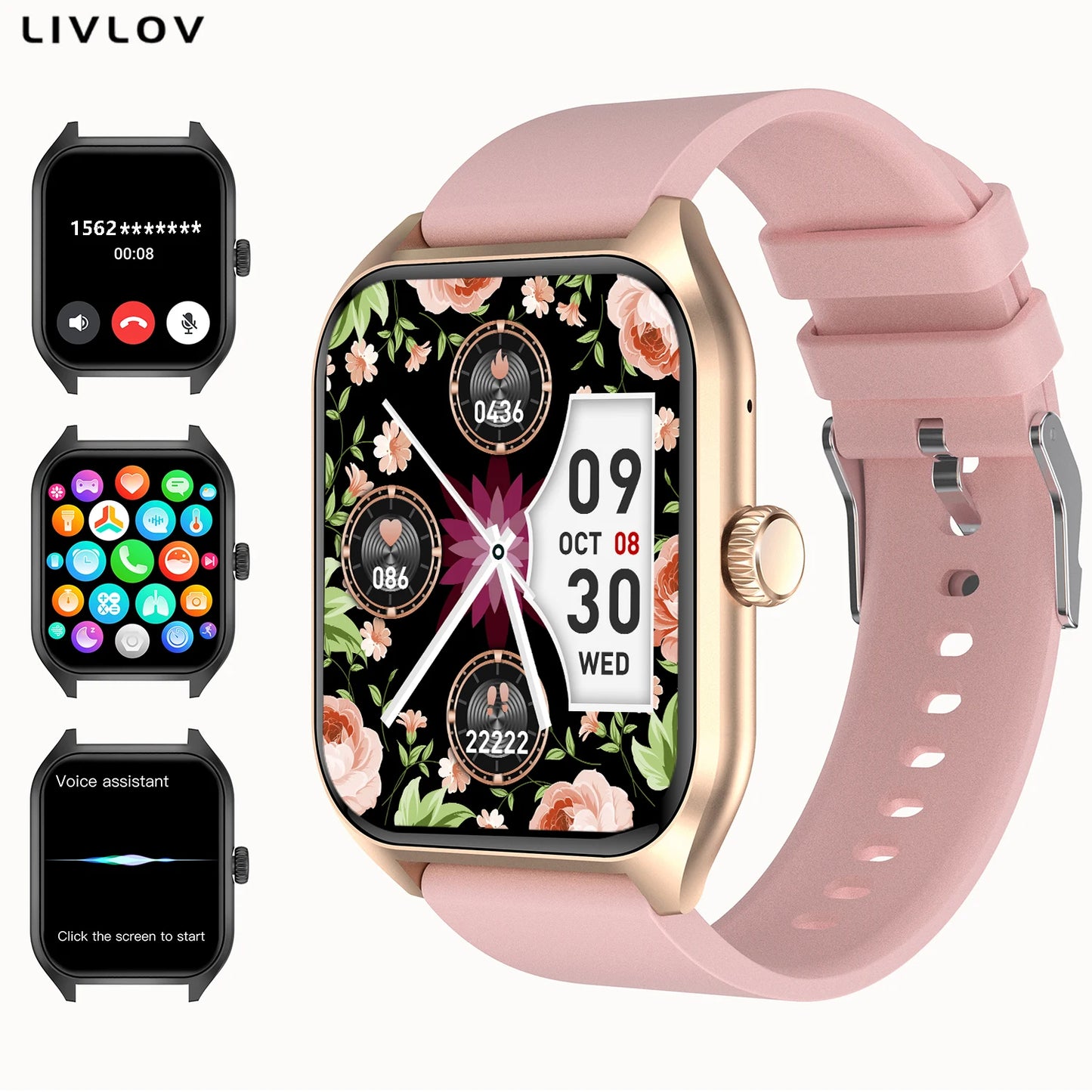 AI Voice Assistant Smart Watch for Men Women, 1.96'' HD Screen Activity/Trackers with 100+Sports/ Sleep/ Heart Rate Monitor
