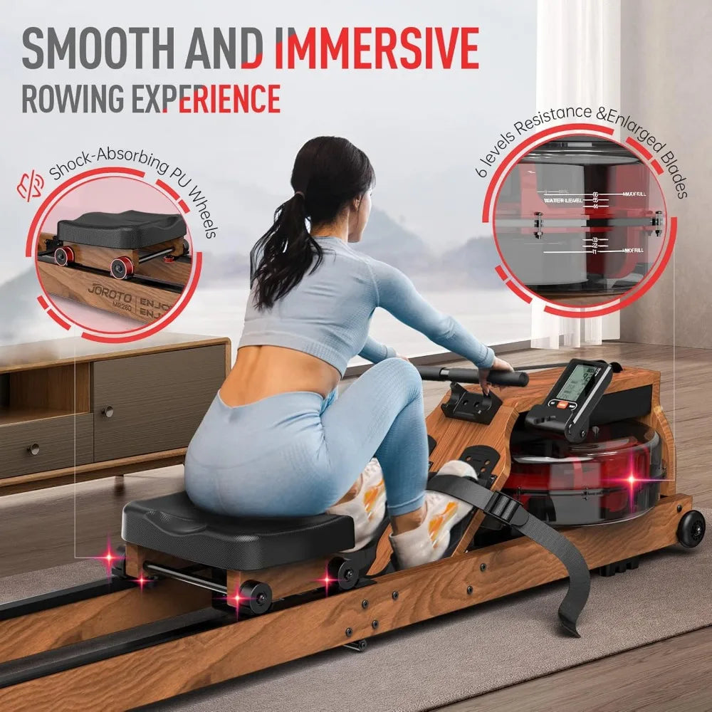 Home Use Foldable Rowing Machine with Bluetooth Monitor and Tablet Holder/JOROTO Water Rowing Exercise Equipment