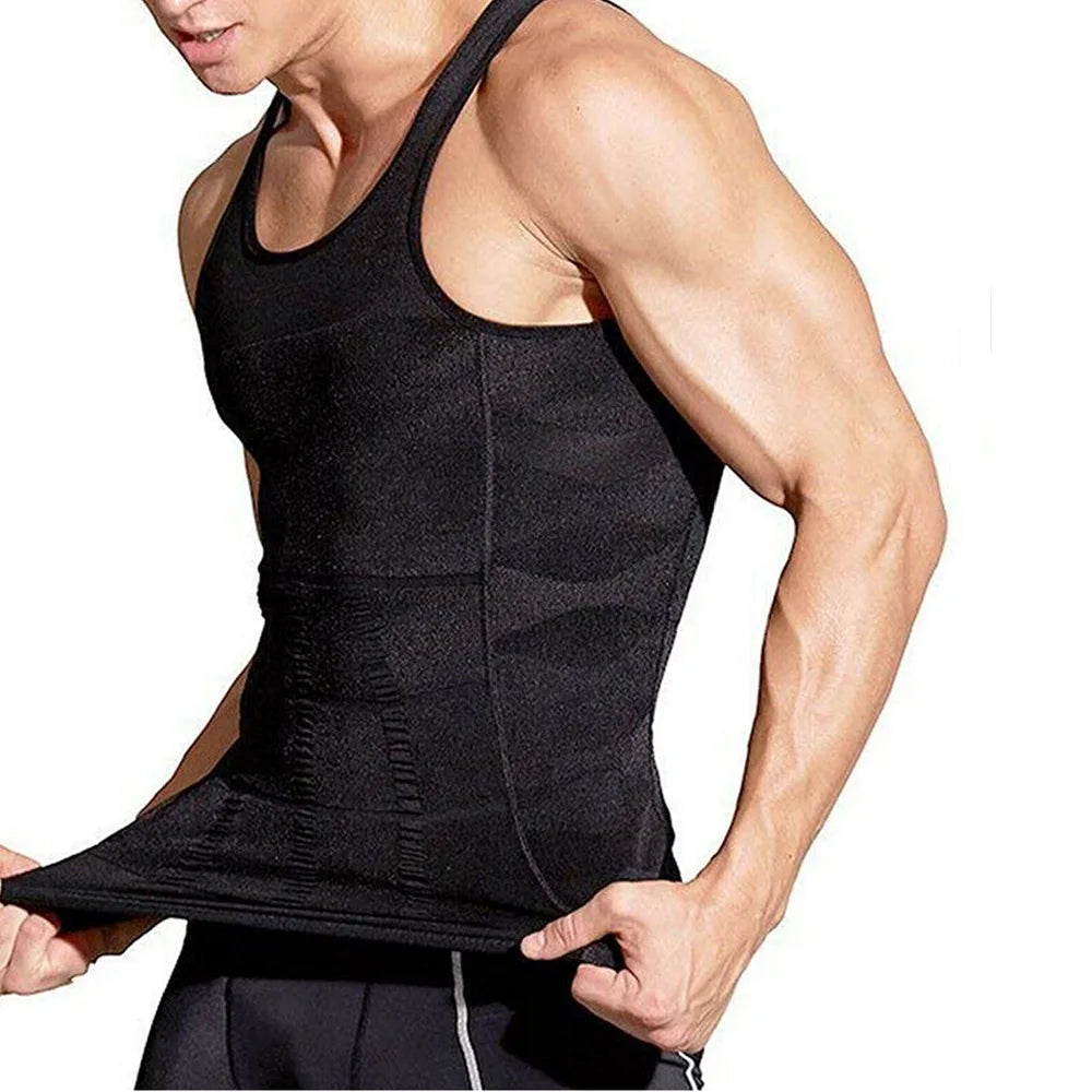 Men's Compression Shirts Tank Tops Undershirts Men's Slimming/Body Shaper Vest Sleeveless Abdomen Slim Vest Fitness Workout