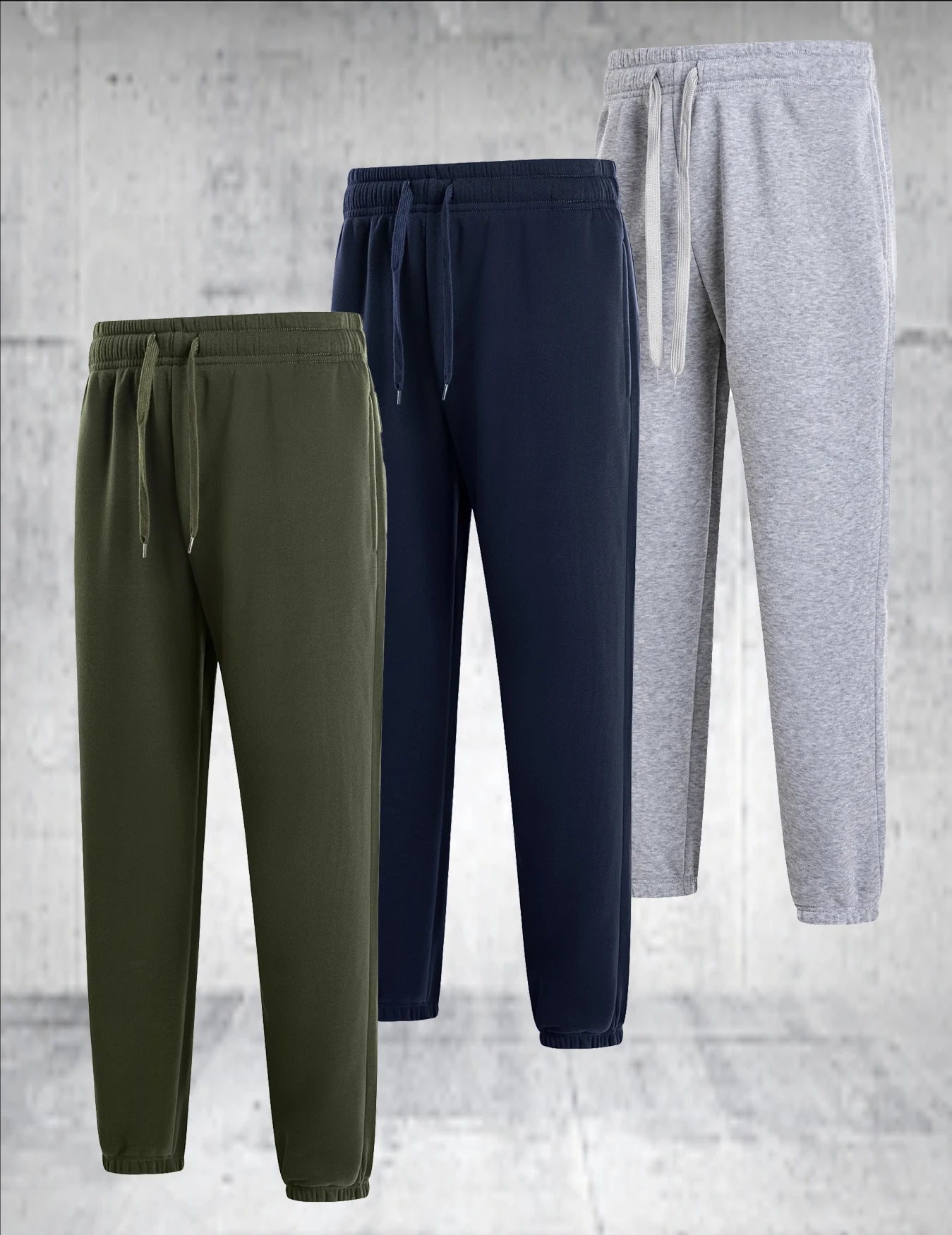 3 pieces of men's solid color casual sports pants/breathable lightweight suitable for daily wear