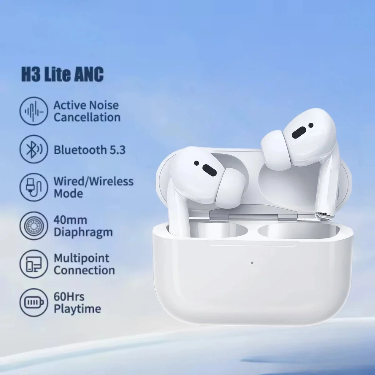New Airs Pro 2 Wireless Headphones 3D Stereo Bluetooth Earbuds/TWS Headset with Charging Case ANC Earphone for All Phones