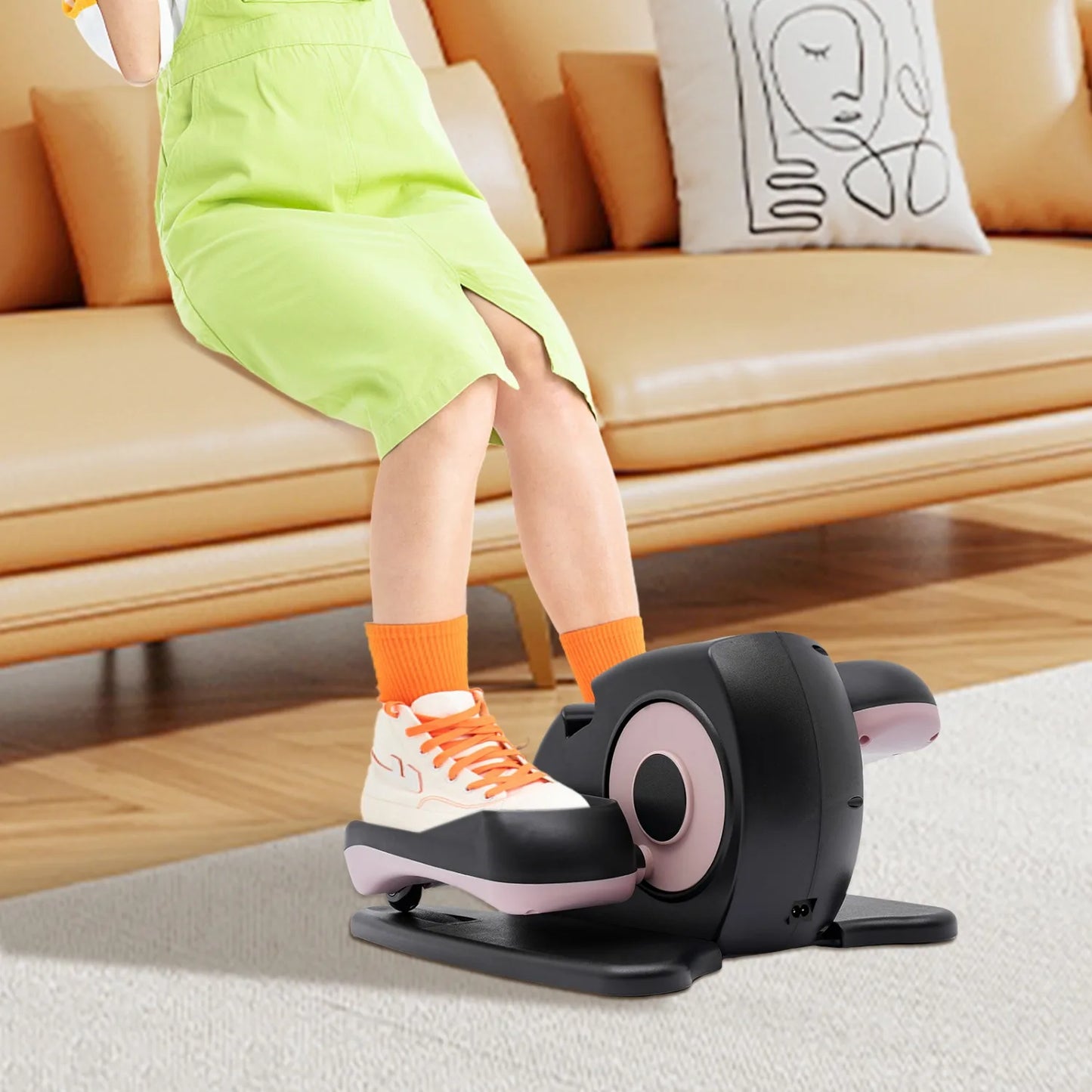 2-in-1 Seated Standing Mini Elliptical with LCD Screen Remote Control/Rehab Electric Sitting Leg Foot Pedal Exercise Equipment